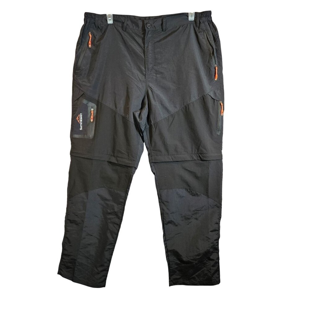 Versa Mens 42x32 Black Outdoor Hiking Zip Off Pants  Zipper Pockets Elastic